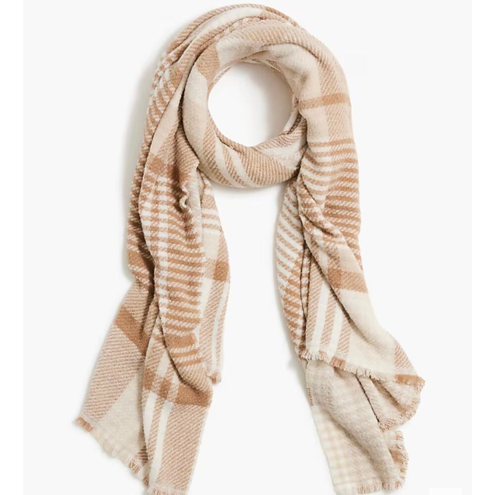 NWT J.Crew Marled Reversible Scarf Tan Cream